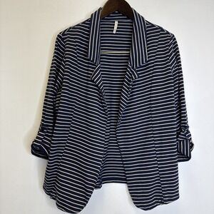 Olivia Moon Cotton Striped BlueBlazer‎ Size Large